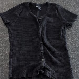 Kids Black Button-Up Top